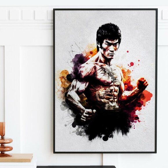 NobleCaptures Other - 20x30 Bruce‎ Lee Wall Art Martial Arts Watercolor Oil Painting Poster